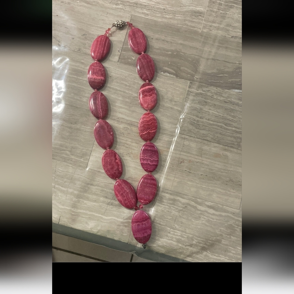 Pink planet necklace